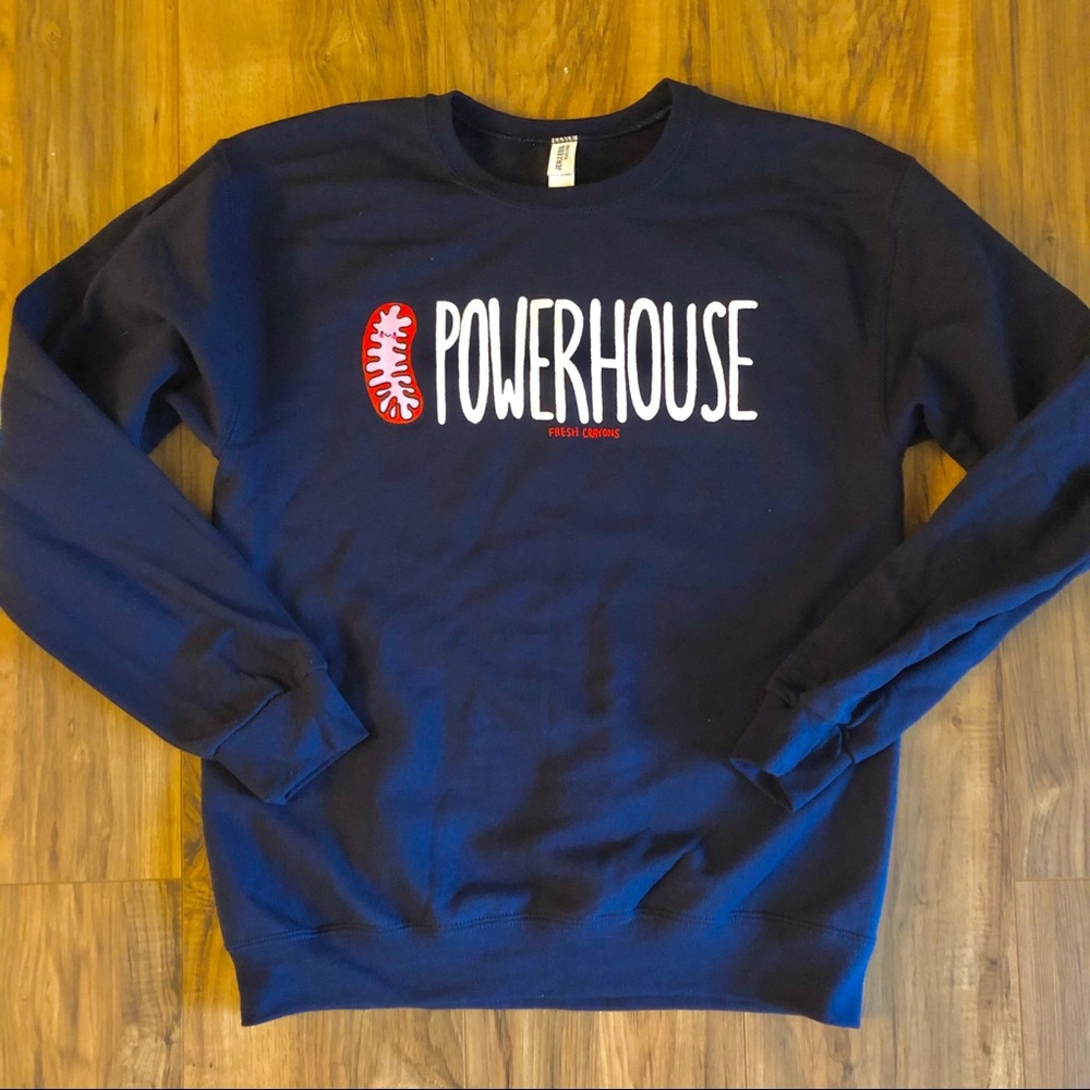 Mitochondria Powerhouse navy blue crewneck NEW